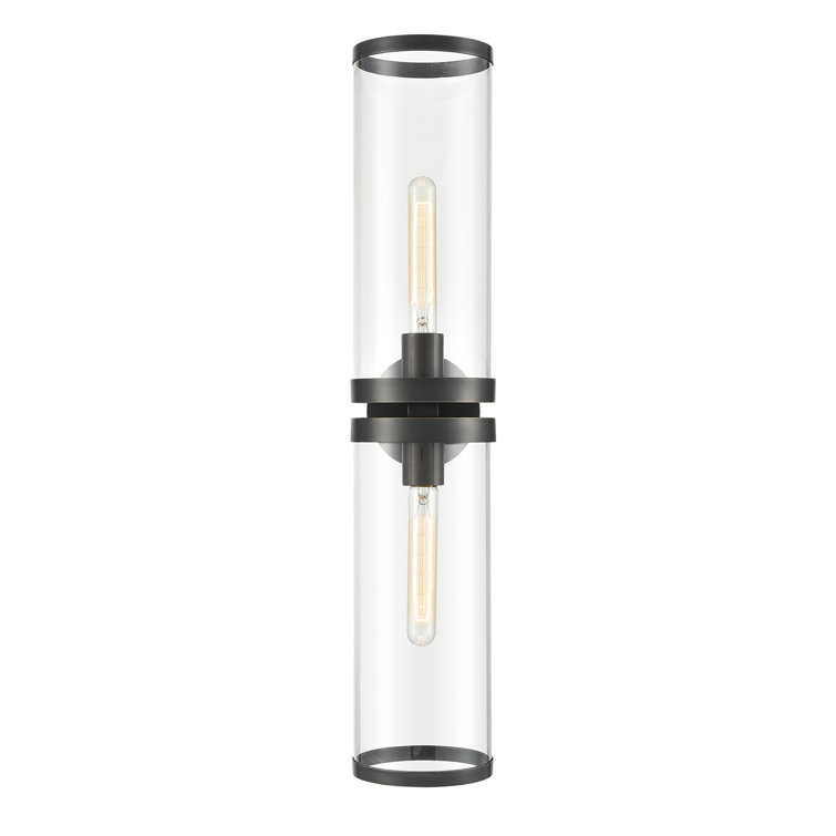Revolve II Urban Bronze Clear Glass Cylinder Wall Sconce