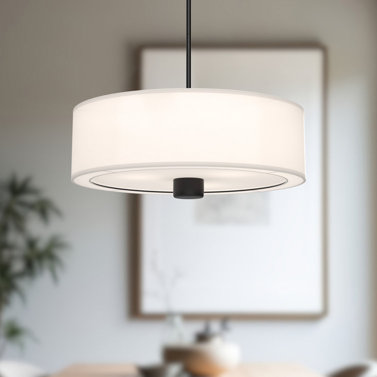 Theo 24" Matte Black Modern Drum Flush Mount with White Linen Shade