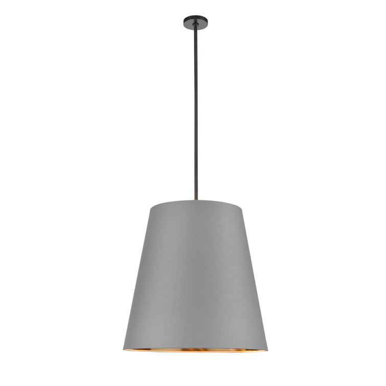 Urban Bronze and Gray Linen Drum Pendant Light