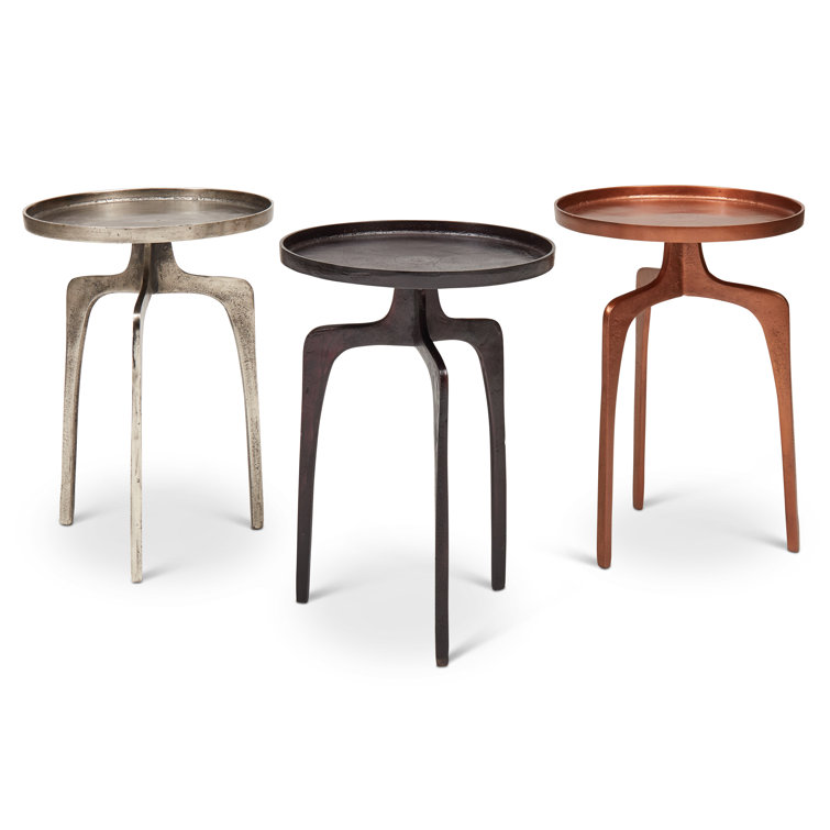 Raw Bronze Round Reclaimed Aluminum End Table