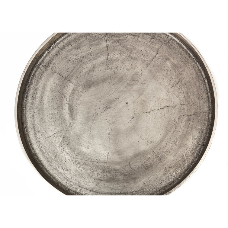 Antique Silver Round Aluminum Side Table with Spider Base