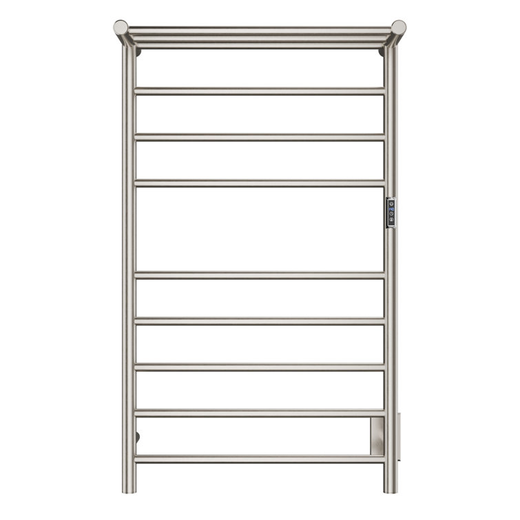 Brushed Nickel 8-Bar Wall Mounted Electric Towel Warmer