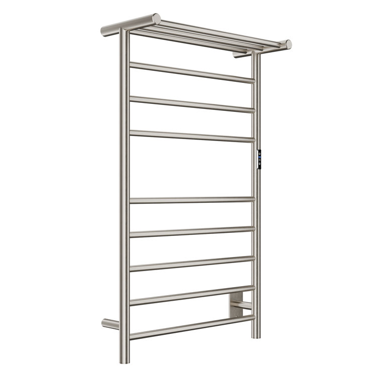 Brushed Nickel 8-Bar Wall Mounted Electric Towel Warmer