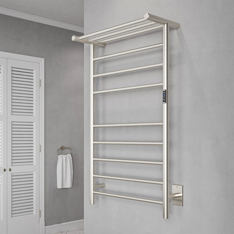 Brushed Nickel 8-Bar Wall Mounted Electric Towel Warmer