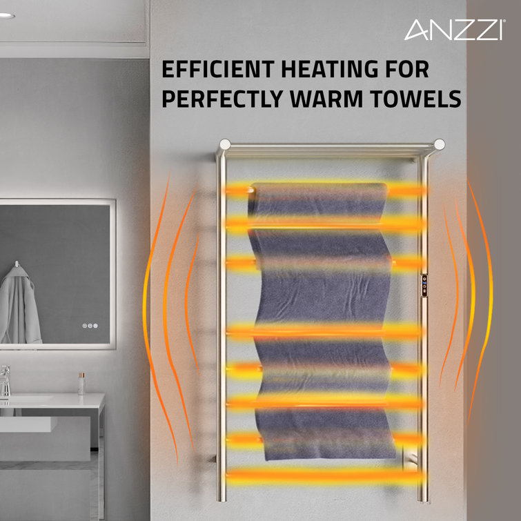 Brushed Nickel 8-Bar Wall Mounted Electric Towel Warmer