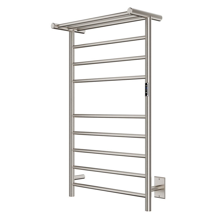 Brushed Nickel 8-Bar Wall Mounted Electric Towel Warmer