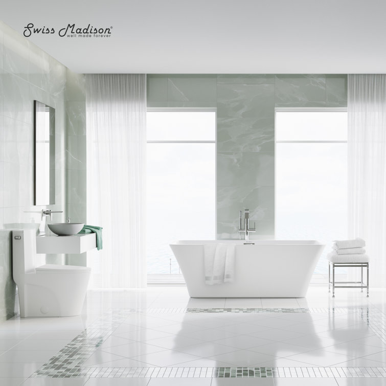 Glossy White Elongated One-Piece Toilet with Dual Flush