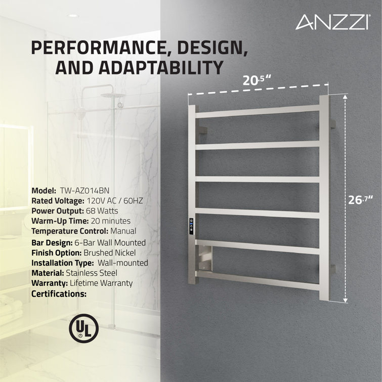 Charles Series Brushed Nickel Wall Mounted Electric Towel Warmer