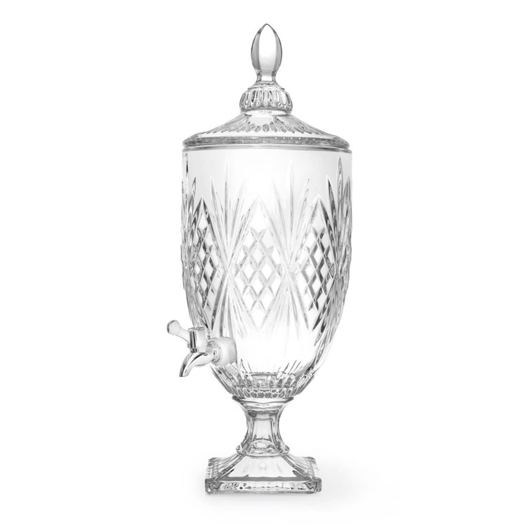 Elegant 1 Gallon Crystal Beverage Dispenser with Lid