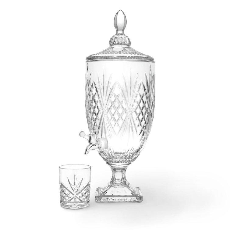 Elegant 1 Gallon Crystal Beverage Dispenser with Lid