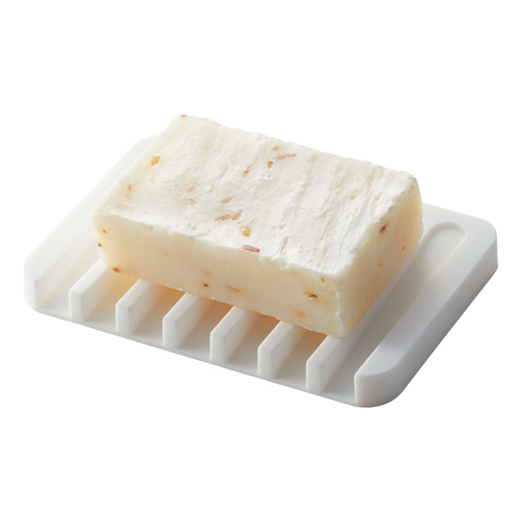 White Self-Draining Silicone Soap Tray