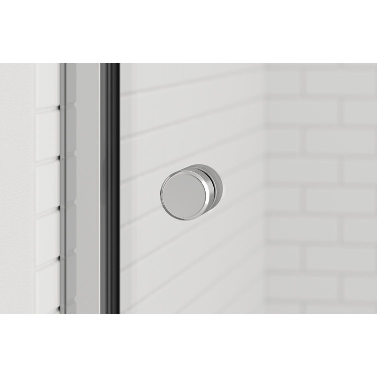 Rotolo 70" High Clear Glass Semi-Frameless Shower Door in Brushed Nickel