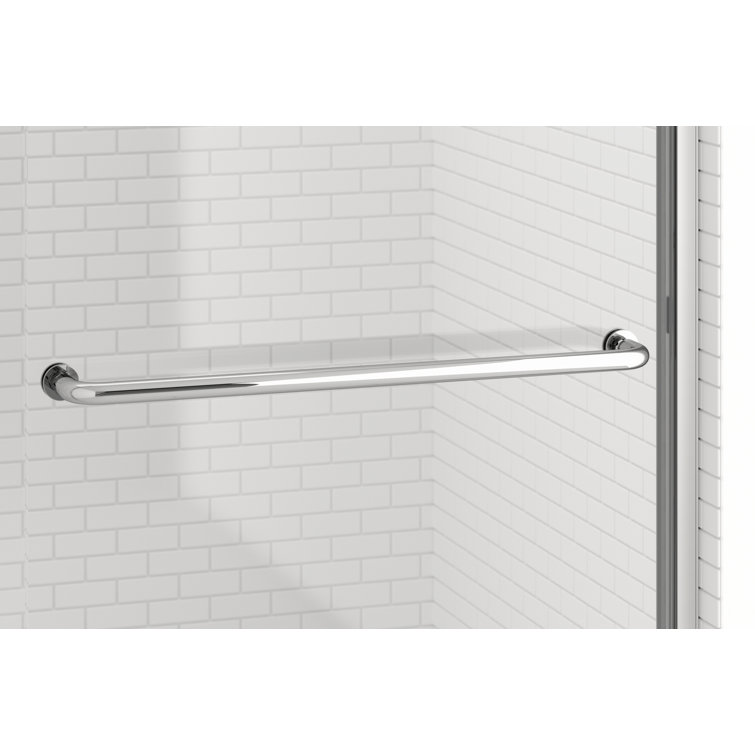 Rotolo 70" High Clear Glass Semi-Frameless Shower Door in Brushed Nickel