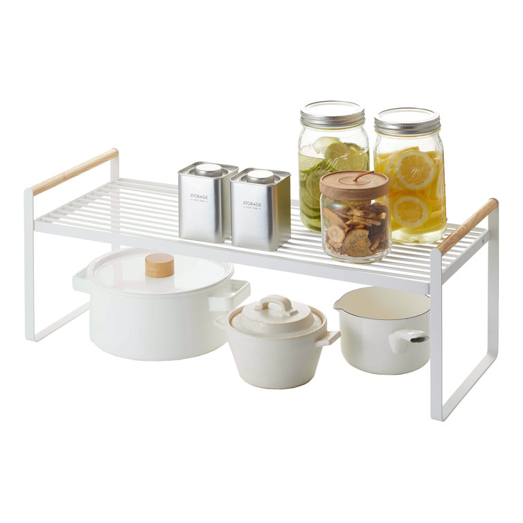 Tosca White Steel and Ash Wood Countertop Organizer Rack