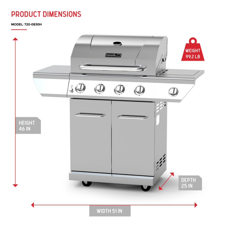 Nexgrill 4-Burner Stainless Steel Propane Gas Grill with Side Burner