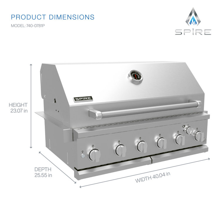 Spire 36-Inch Stainless Steel Built-In 6-Burner Natural Gas Grill