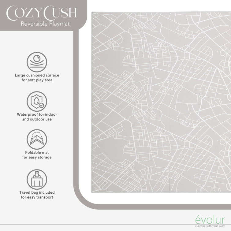 Evolur CozyCush Large White Foam Reversible Baby Playmat