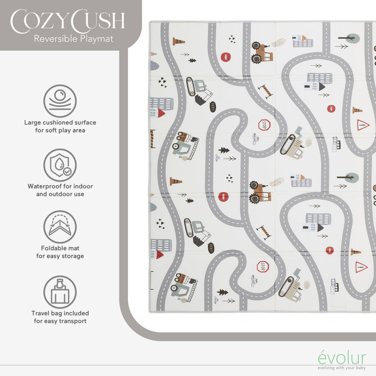 Evolur CozyCush Large White Foam Reversible Baby Playmat