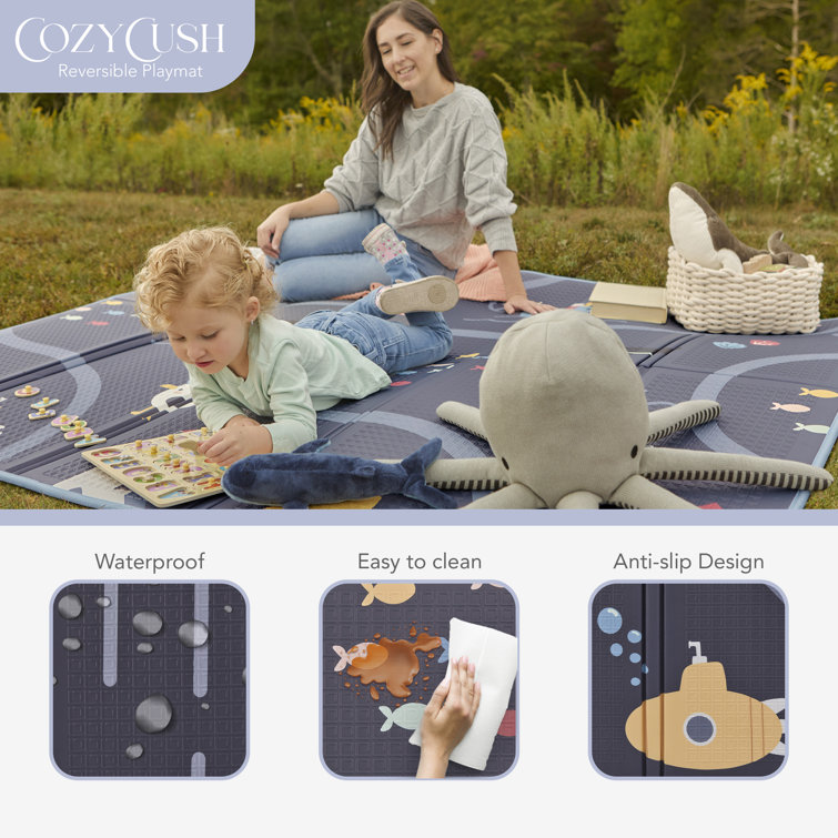Large Ocean Blue Foam Reversible Baby Playmat