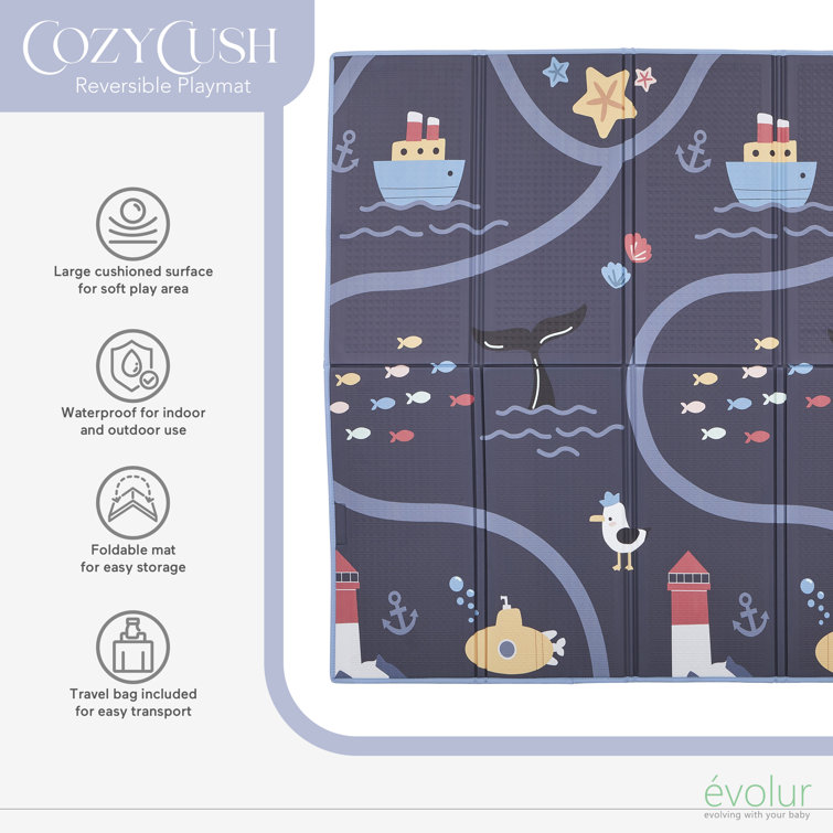 Large Ocean Blue Foam Reversible Baby Playmat