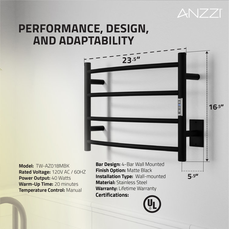 Matte Black Stainless Steel Wall Mounted Towel Warmer