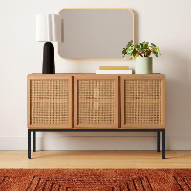 Zadie Natural Rattan 58'' Sideboard with Black Legs