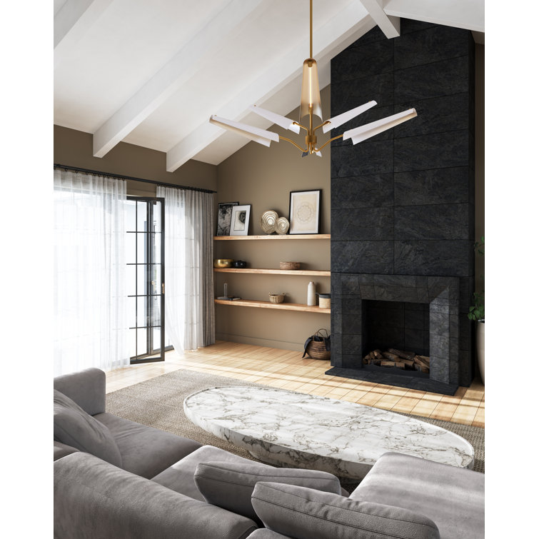 Osorio 46" Brass and Matte White LED Chandelier