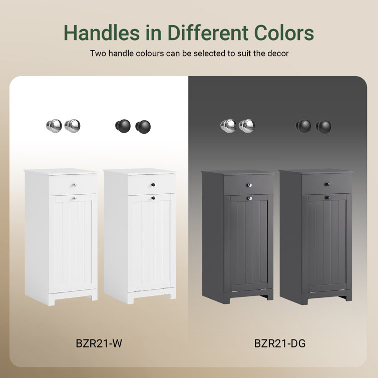 White MDF Tilt-Out Laundry Hamper with Removable Basket