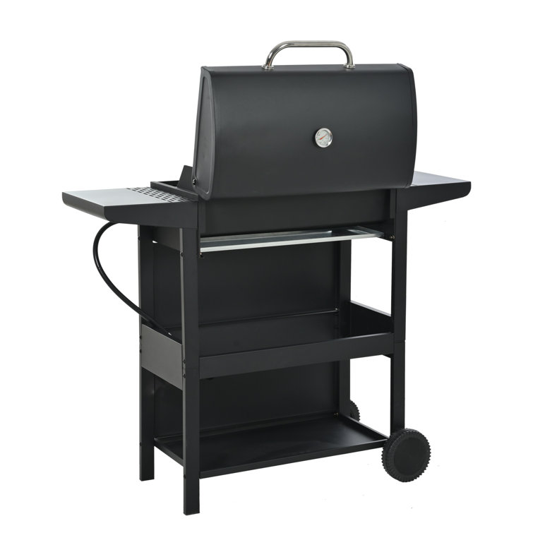 Black Stainless Steel 4-Burner Propane Gas Grill with Side Burner