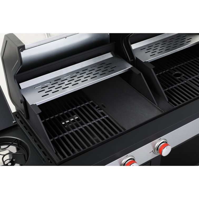 Stainless Steel 3-Burner Propane Gas and Charcoal Grill with Side Burner