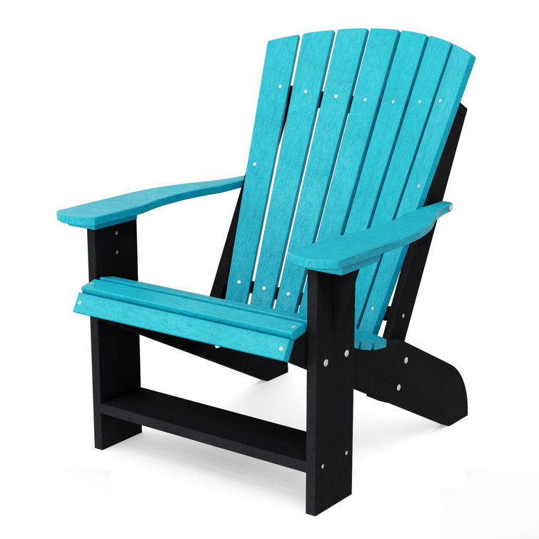 Heritage Aruba Blue and Black HDPE Adirondack Chair
