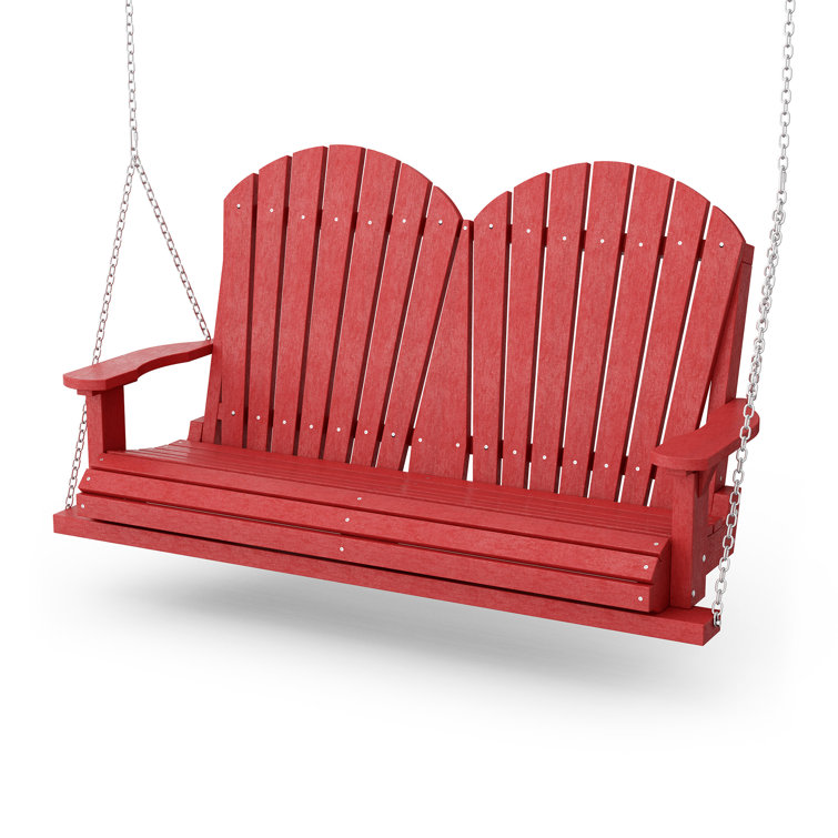 Cardinal Red Poly Lumber 2-Person Porch Swing with Adirondack Back