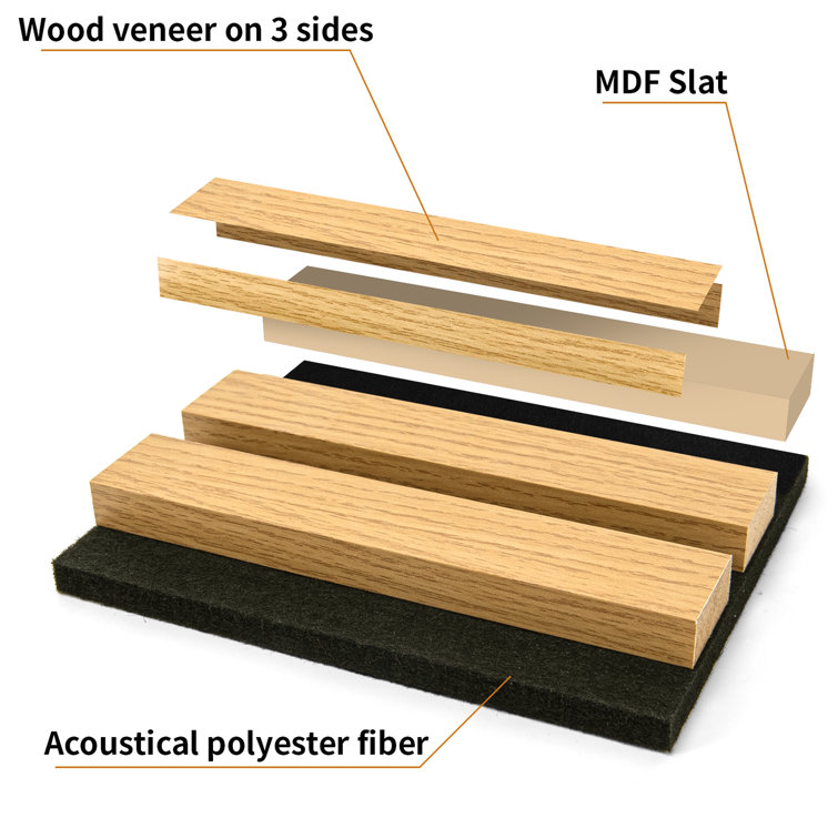 Red Oak 3D Acoustic Wood Slat Wall Panels, 24''x94.5''