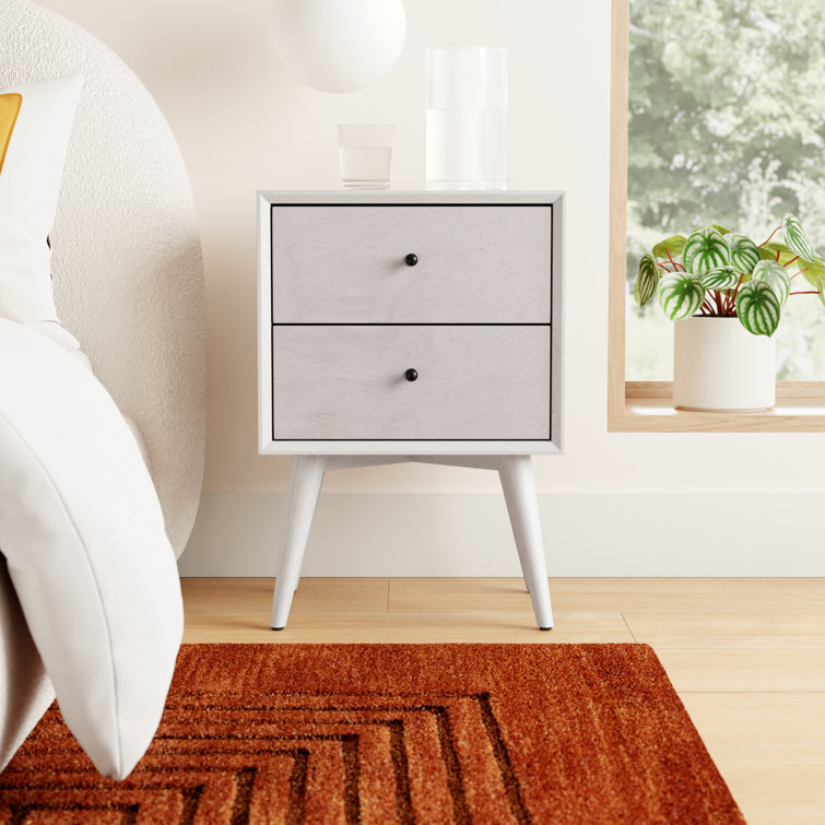 Transitional Gray Mahogany 2-Drawer Nightstand