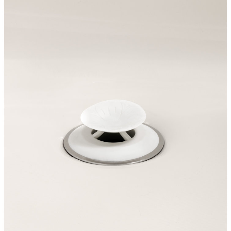White Round Tub Drain Stopper with Easy Push Design