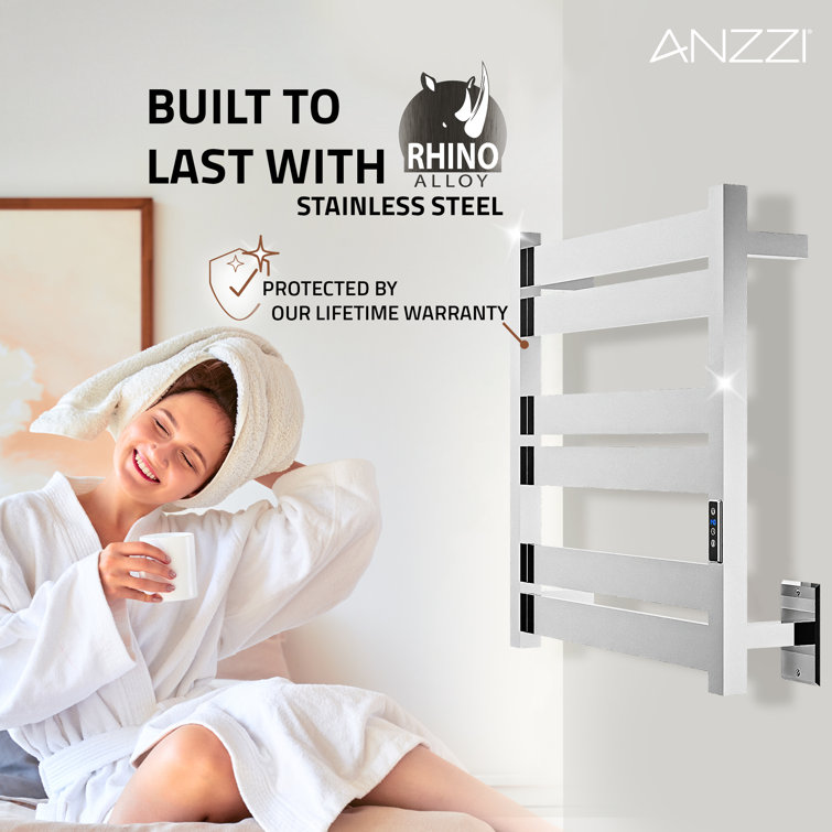 Polished Chrome 6-Bar Stainless Steel Wall Mounted Towel Warmer