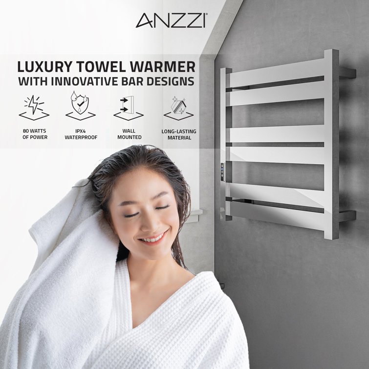 Polished Chrome 6-Bar Stainless Steel Wall Mounted Towel Warmer