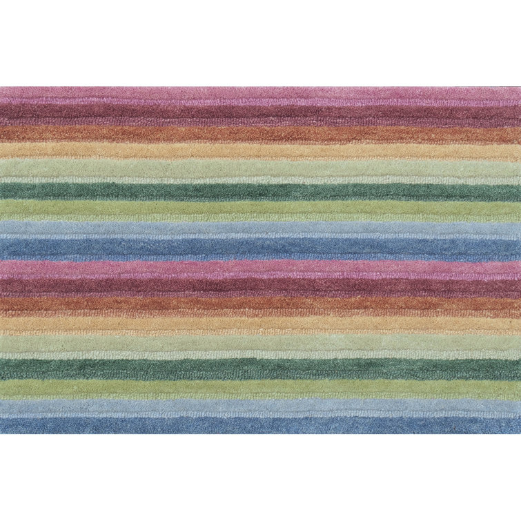 Hand-Tufted Multicolor Wool Stripe Rectangular Rug 2' x 3'