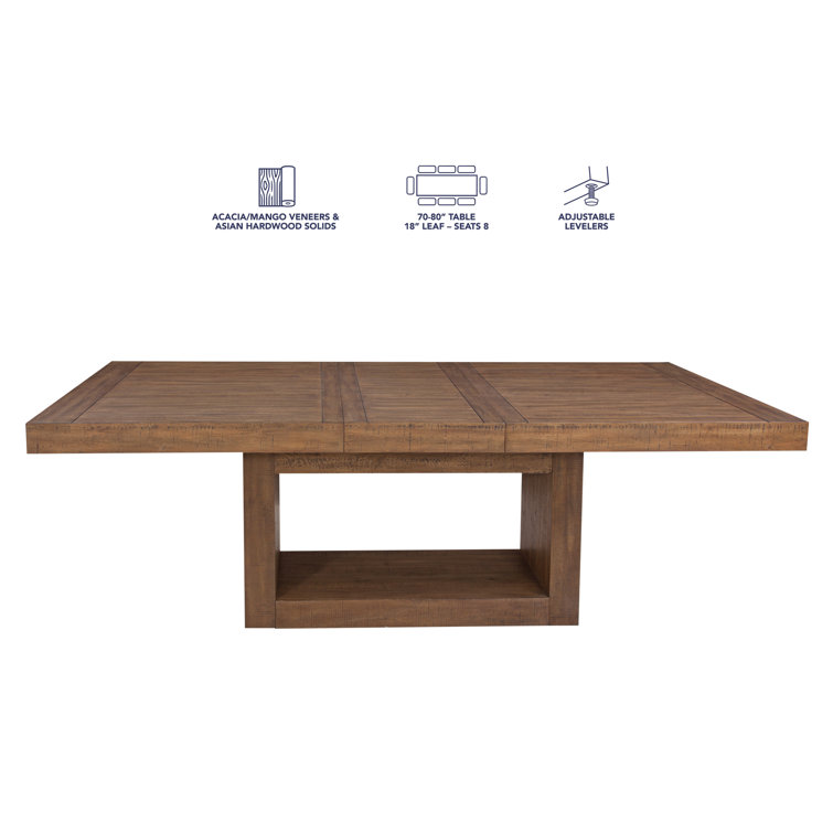 Caramel Wood 7-Piece Trestle Dining Set with Beige Upholstered Chairs