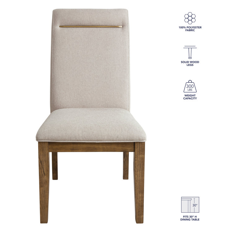 Caramel Wood 7-Piece Trestle Dining Set with Beige Upholstered Chairs