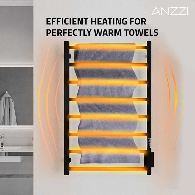 Matte Black Stainless Steel Wall Mounted 8-Bar Towel Warmer