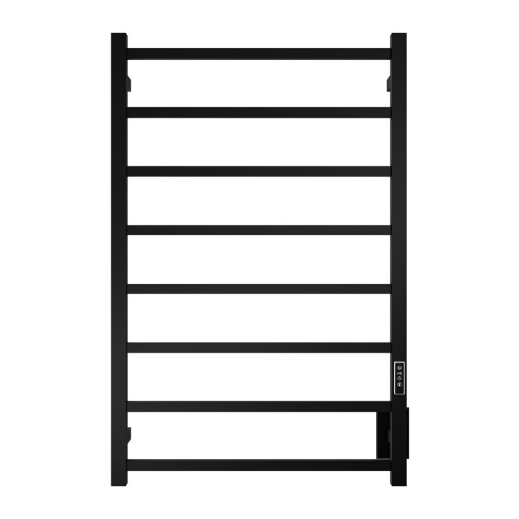 Matte Black Stainless Steel Wall Mounted 8-Bar Towel Warmer