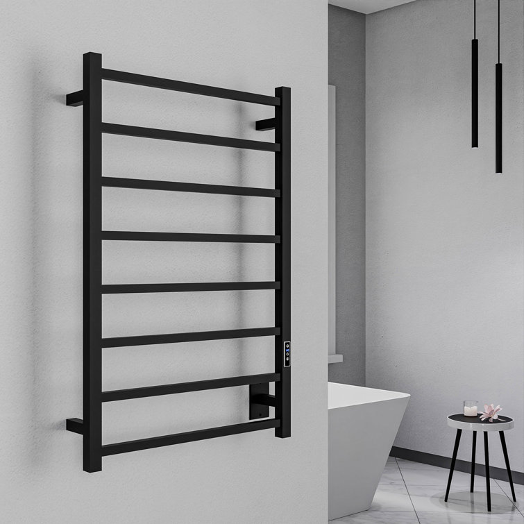Matte Black Stainless Steel Wall Mounted 8-Bar Towel Warmer