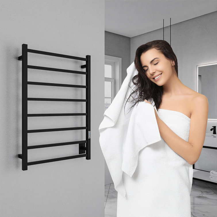 Matte Black Stainless Steel Wall Mounted 8-Bar Towel Warmer