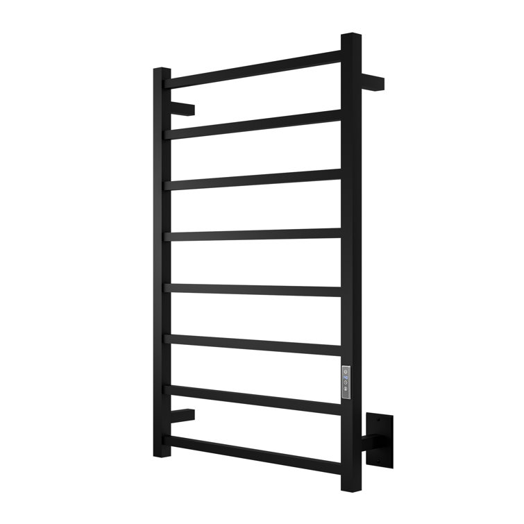 Matte Black Stainless Steel Wall Mounted 8-Bar Towel Warmer