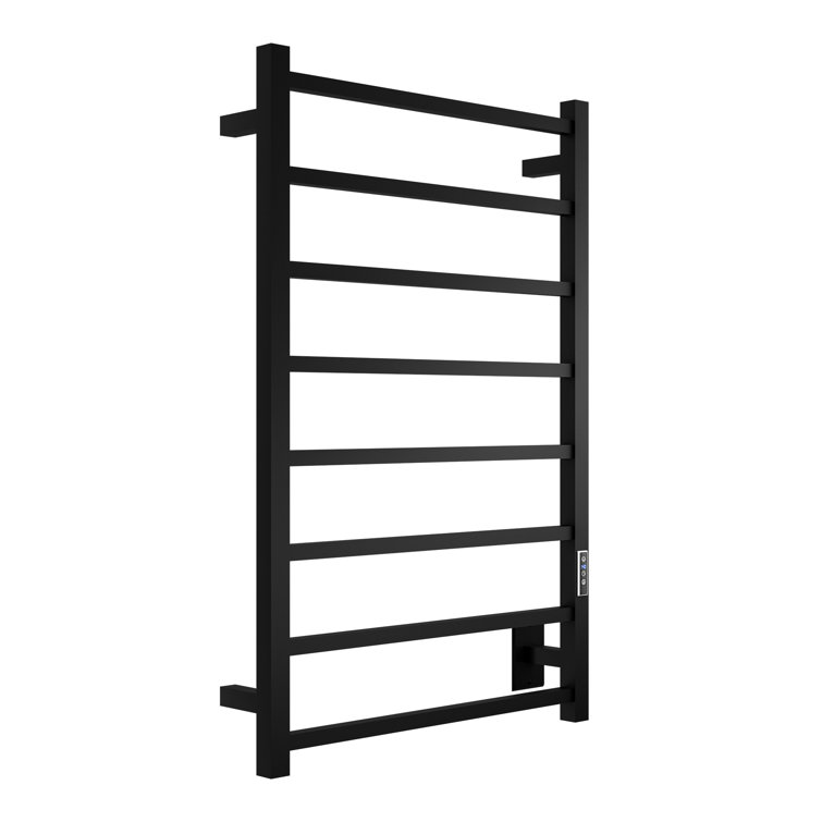 Matte Black Stainless Steel Wall Mounted 8-Bar Towel Warmer