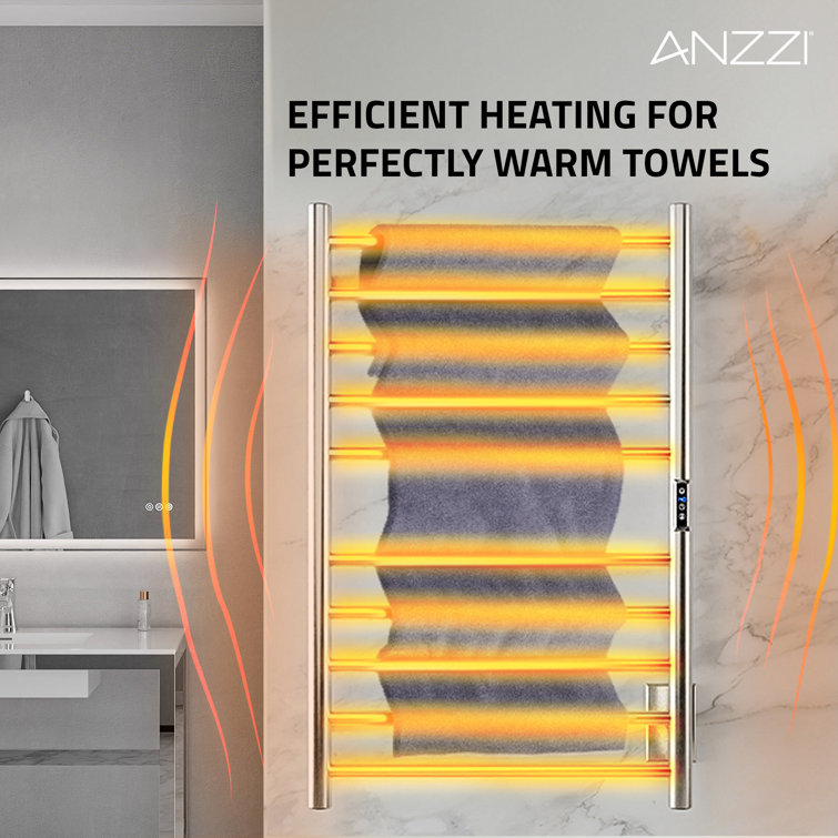 Brushed Nickel 10-Bar Wall Mounted Towel Warmer