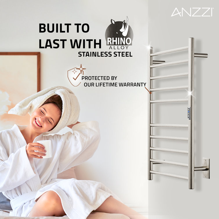Brushed Nickel 10-Bar Wall Mounted Towel Warmer