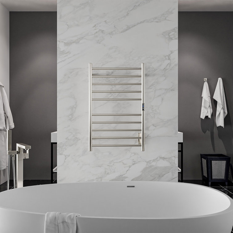Brushed Nickel 10-Bar Wall Mounted Towel Warmer