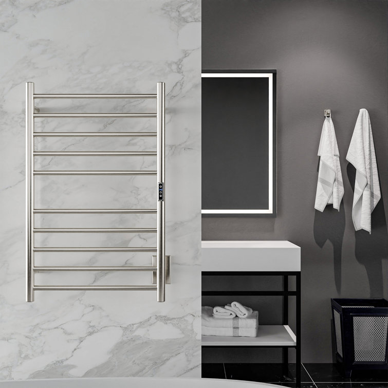 Brushed Nickel 10-Bar Wall Mounted Towel Warmer
